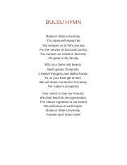 Bulsu Hymn .